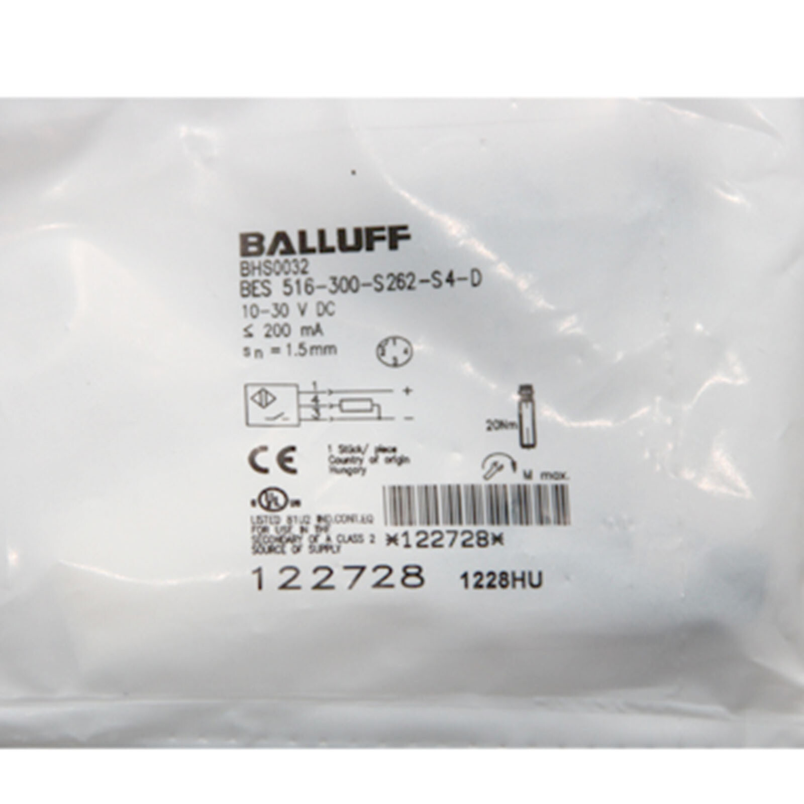 BALLUFF BES 516-300-S262-S4-D(BHS0032) Inductive Standard Sensors PNP New