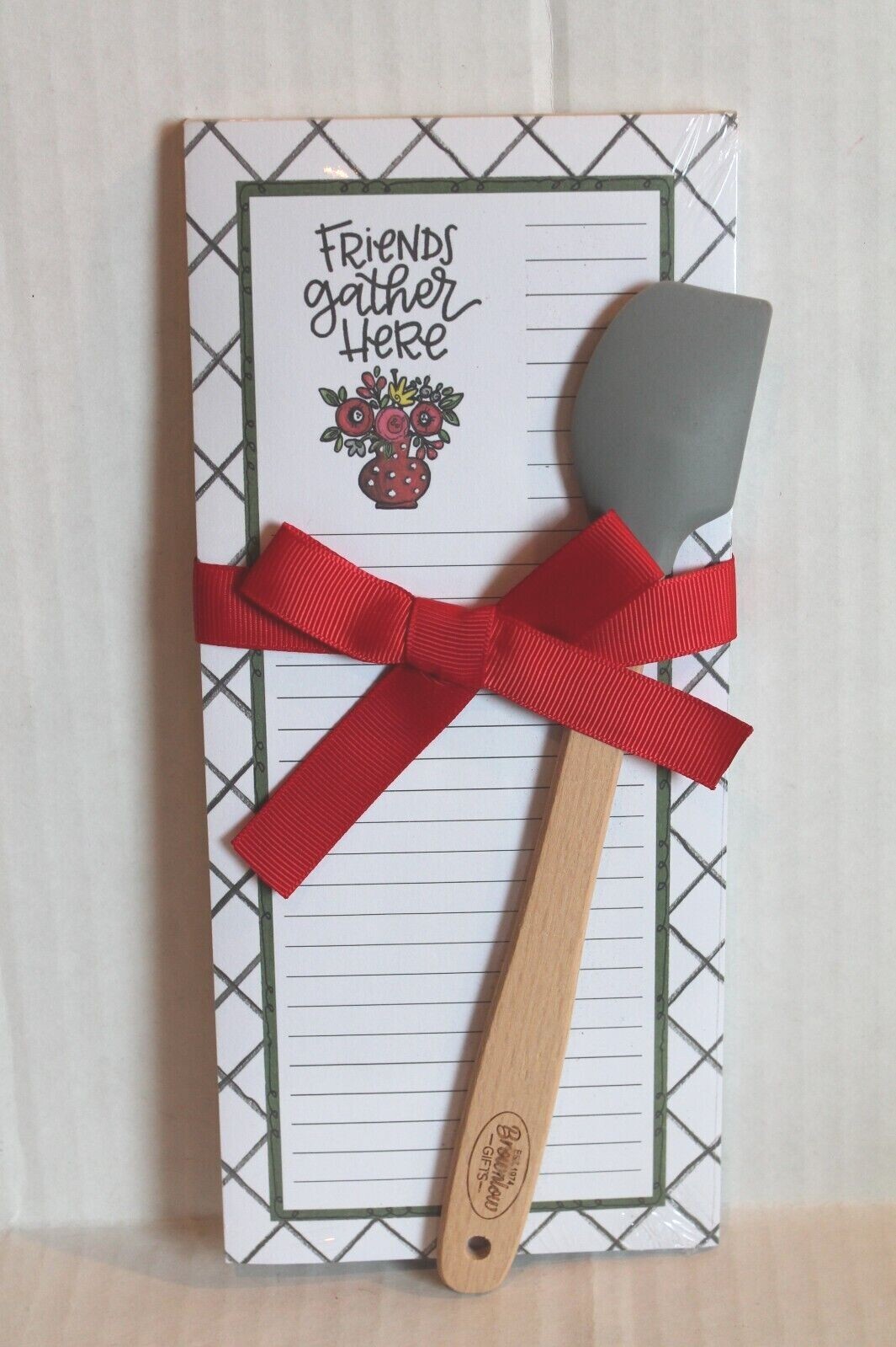 "Friends Gather Here" Notepad & Silicone Mini Spatula Gift Set