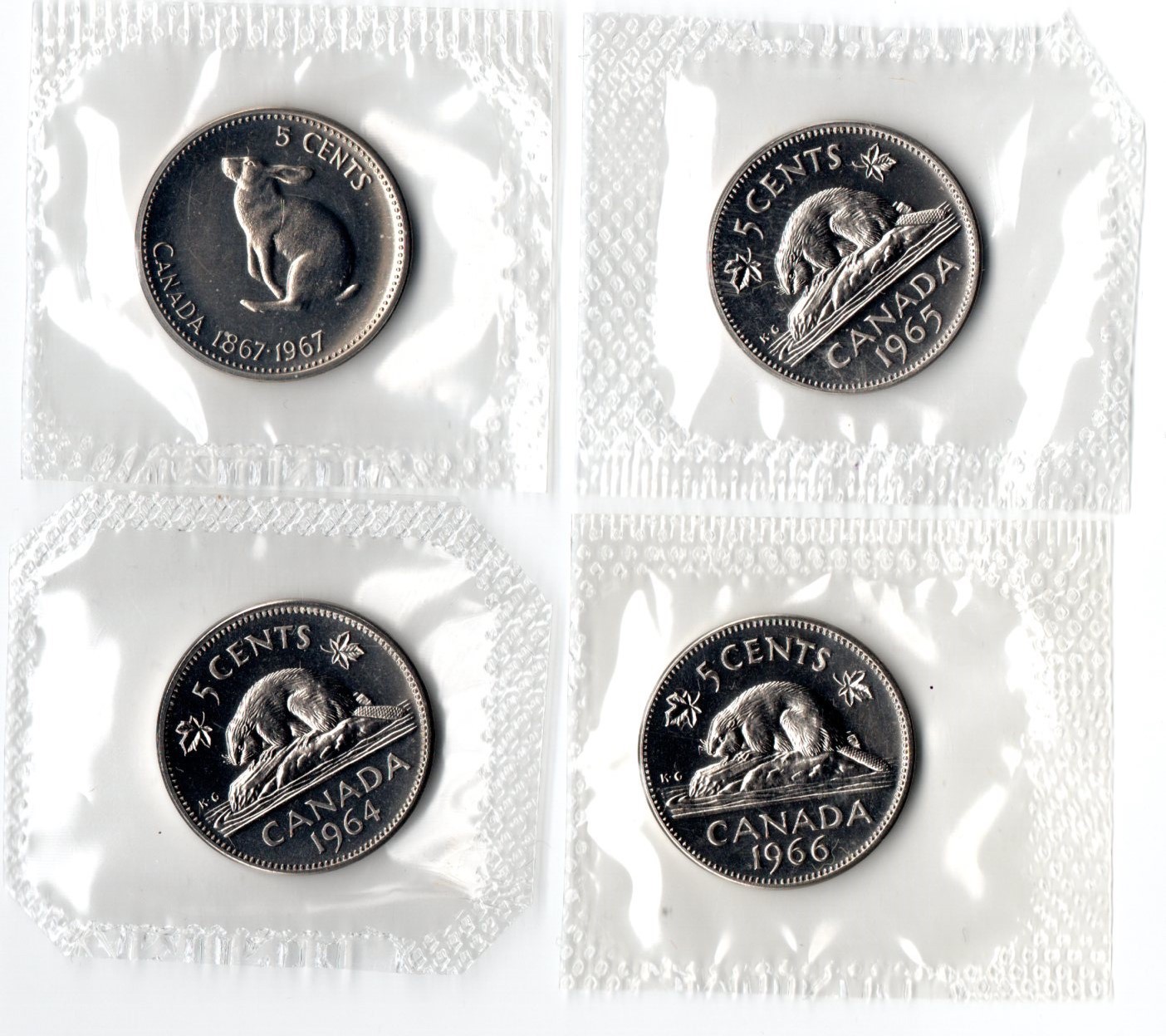 Canada 5c Five Cent Coin Proof UNC GRADE : 1964 1965 1966 1967