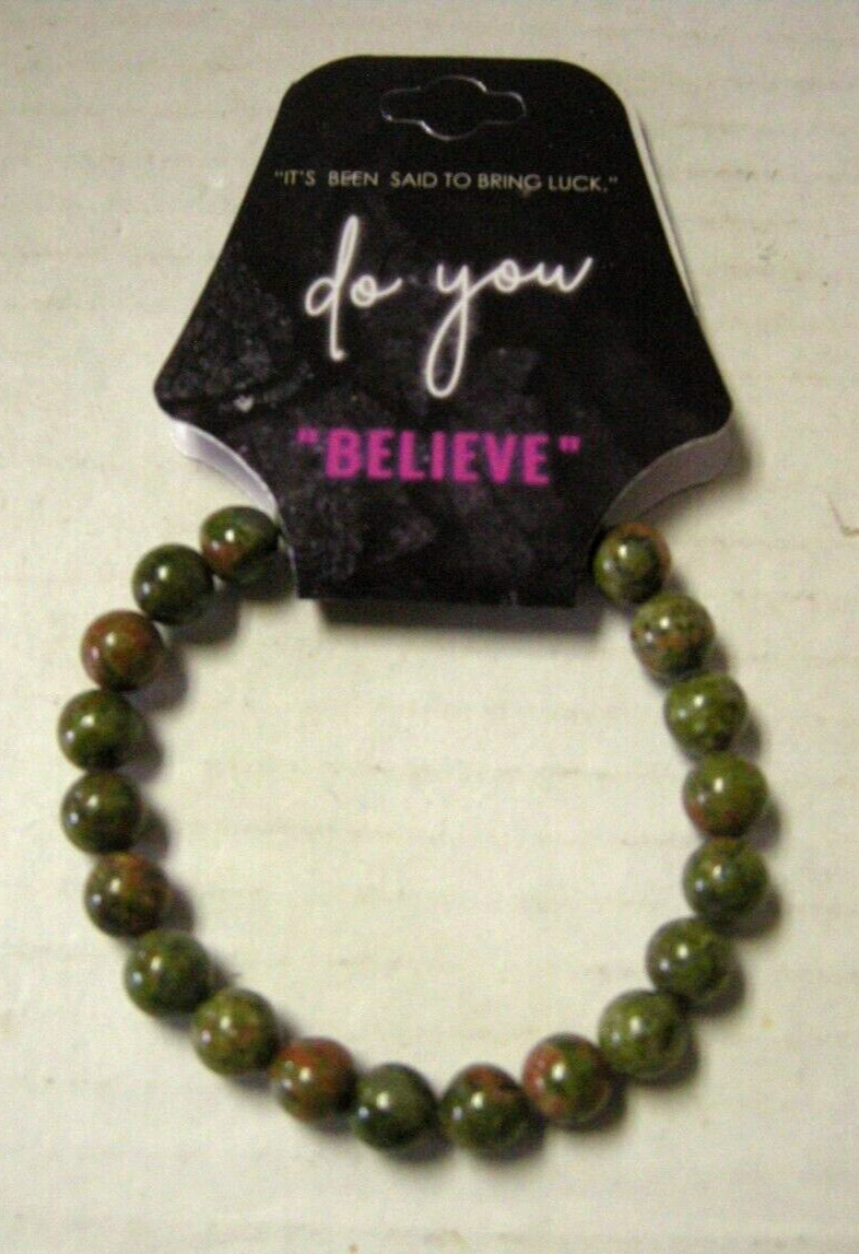 Unakite Bead Bracelet By Do You Believe, Semi-Precious Stretchable, New