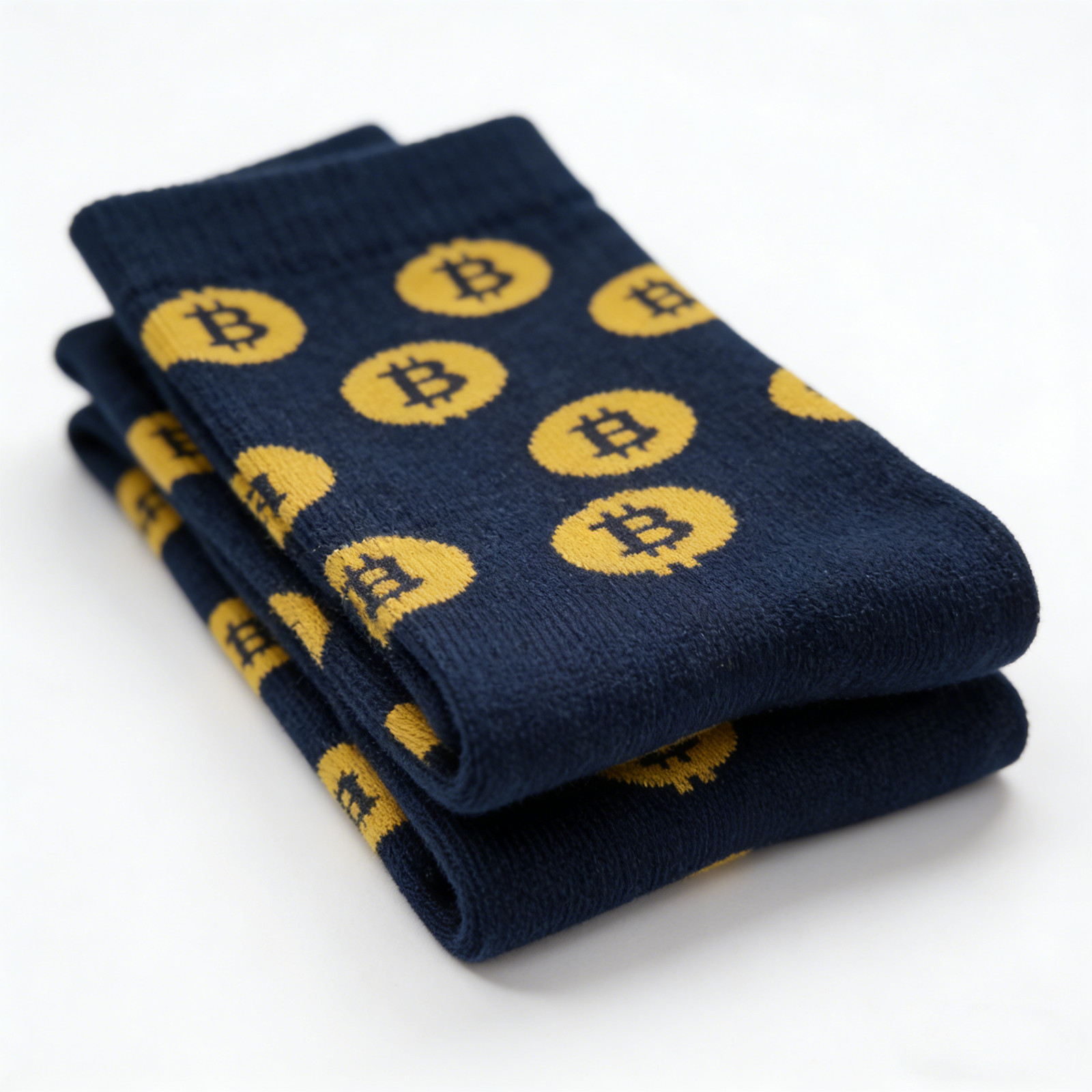 Blue Bitcoin Crew Socks for Men Cotton Crypto Novelty Gift