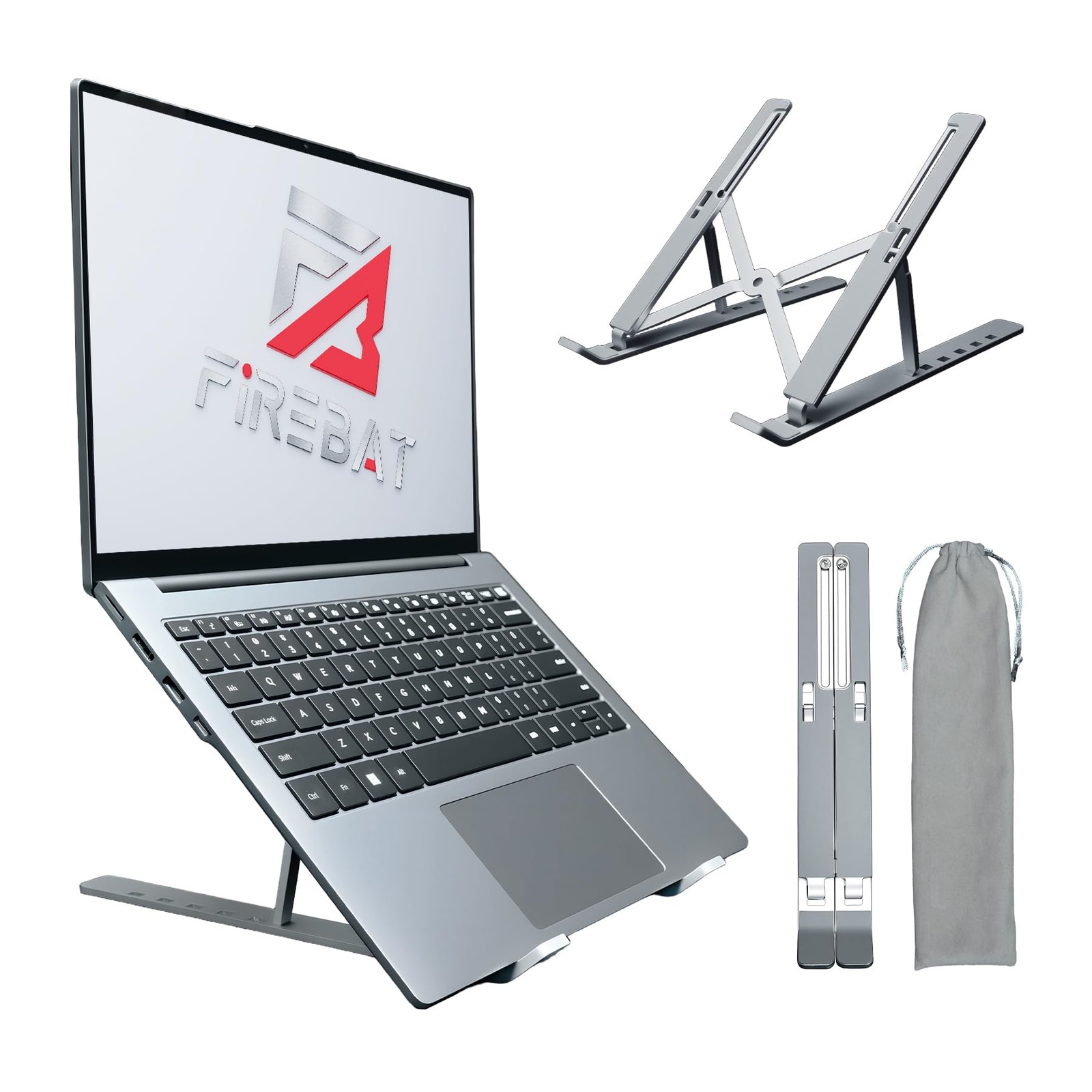 FIREBAT Laptop Stand for Desk, 6-Angle Adjustable laptop stand-1, Silver