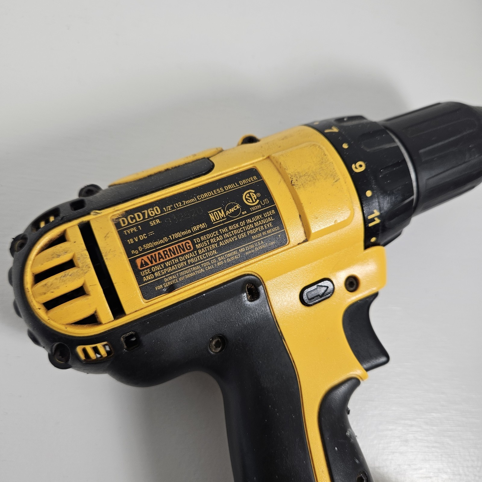 Dewalt 18V Volt DCD760 1/2" Cordless DRILL DRIVER (Tool Only) Tested Working