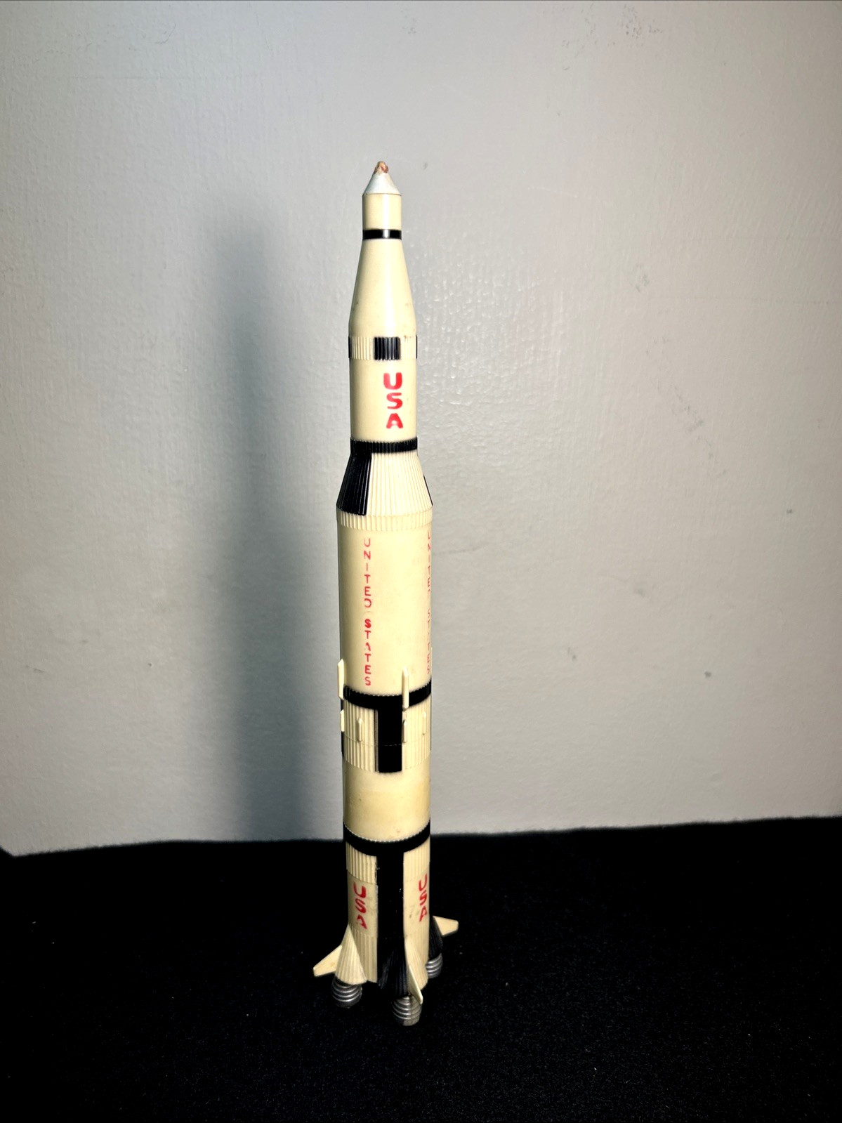 SATURN V NASA Rocket Plastic Model 11" – Missing Tip & Base – Displays Well