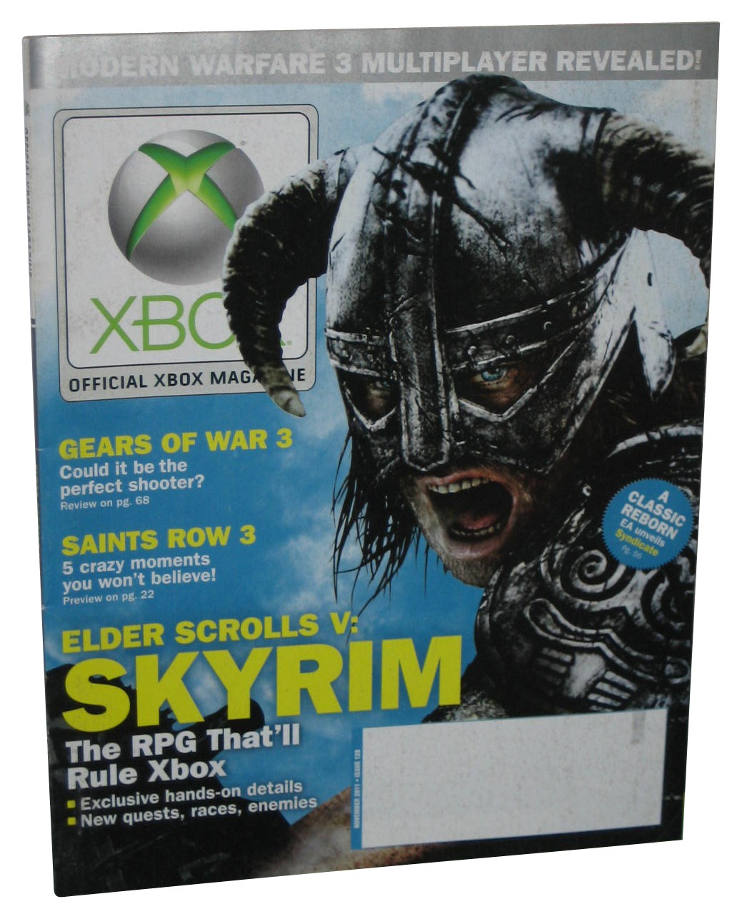 Xbox November 2011 Official Magazine Book Issue #128 - (Elder Scrolls V Skyrim C