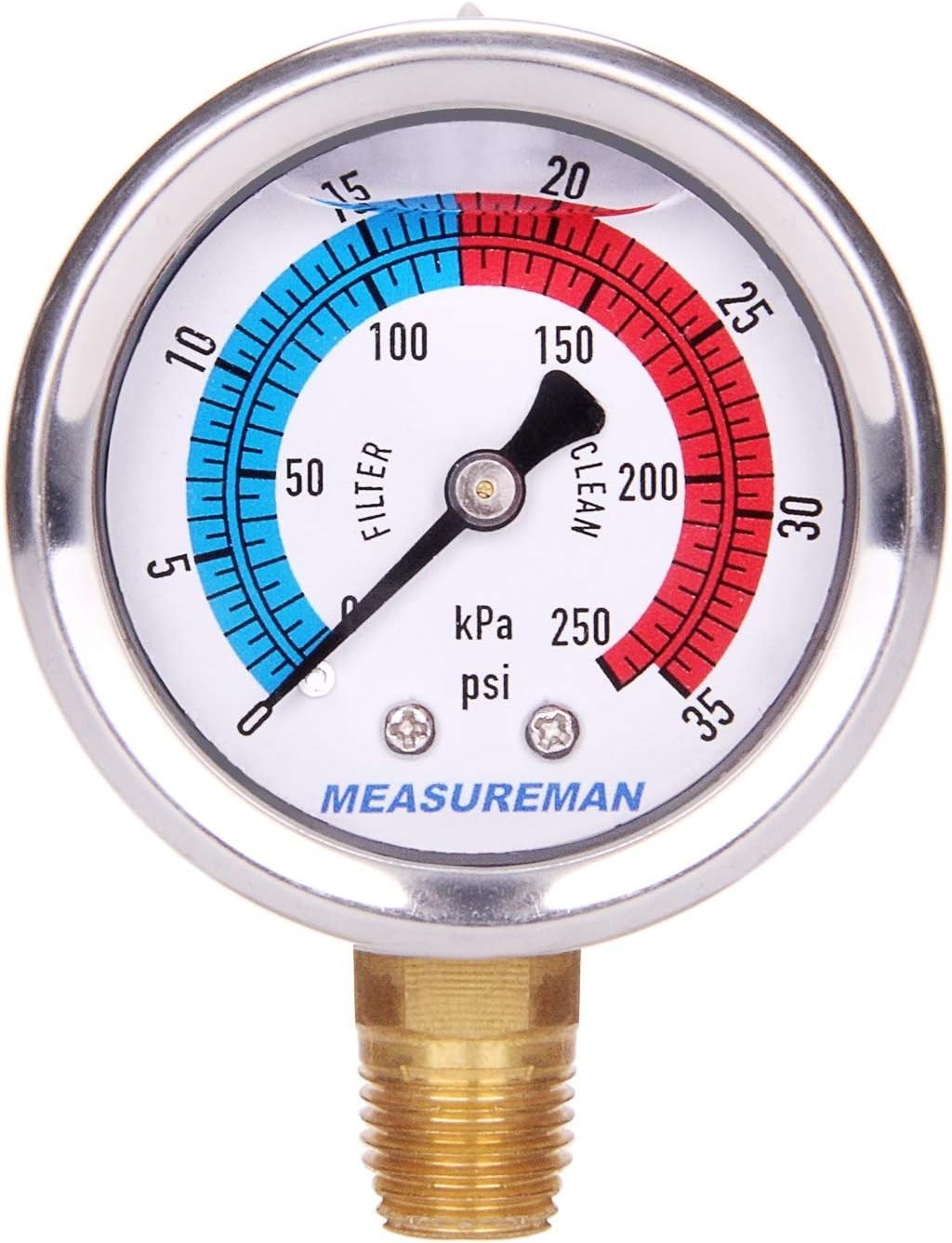 "2"" Dial Pool Filter Pressure Gauge, Glycerine Filled Pressure Gauge, Water Pr.