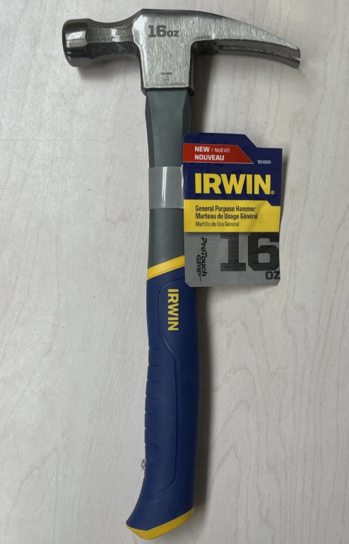 IRWIN Hammer, Fiberglass, General Purpose, Claw, 16 oz.