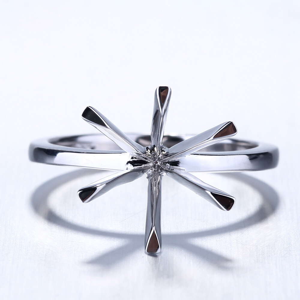 6 Prongs Round 9mm-10mm Solitaire Ring Sterling Silver Non-Plated Semi Mountting