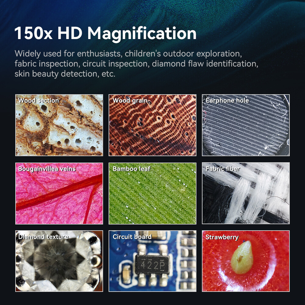 APEXEL 150X Microscope Digital Smartphone Macro Micro Lenses Built-in LED light