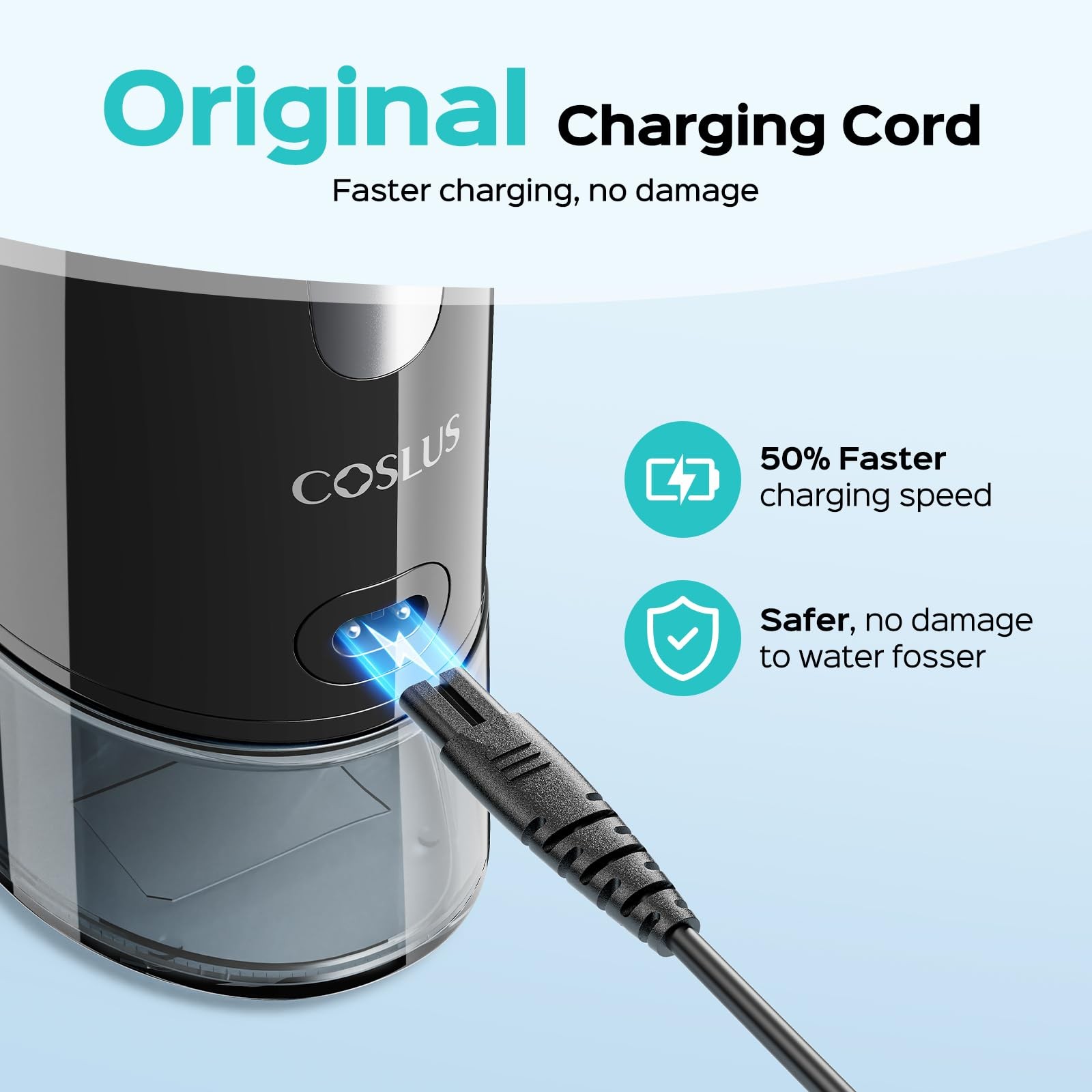 COSLUS Original Water Flosser Charger, Aquasonic, Nicwell, USB A, Black