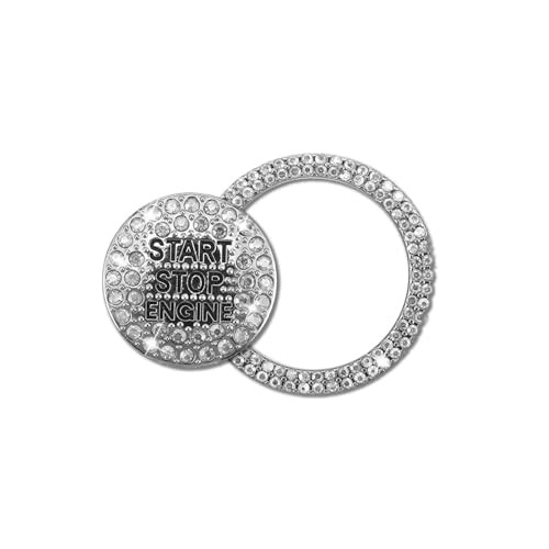 Car Engine Start Ring Sticker, Sparkling Rhinestone Push Start Button White