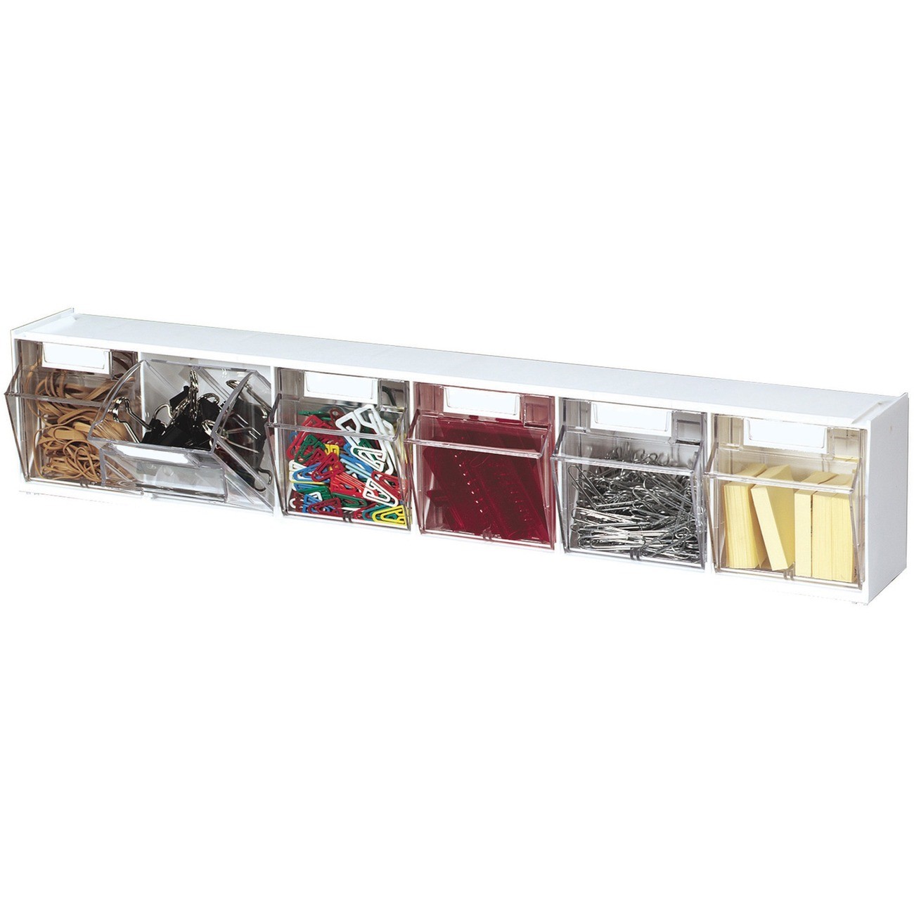 Deflecto 20603OP Interlocking Tilt Bin 6 Compartment White