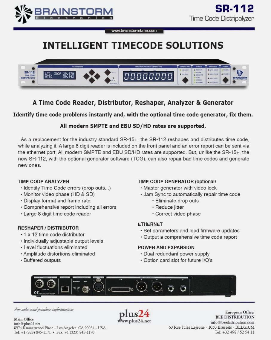 Brand New Brainstorm Electronics SR-112 Time Code Distripalyzer