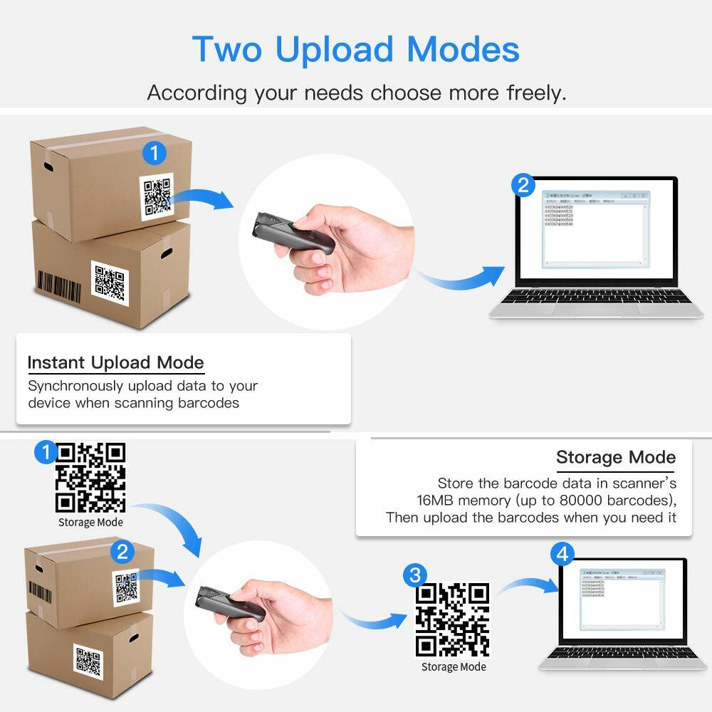 Eyoyo Wireless Bluetooth Barcode Scanner 1D 2D QR Code Reader For IOS Android US