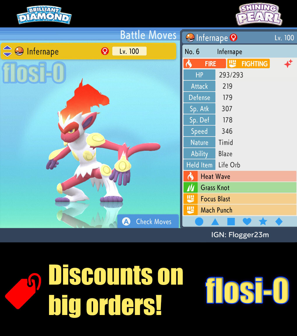 6IV Shiny Infernape Pokemon Brilliant Diamond and Shining Pearl