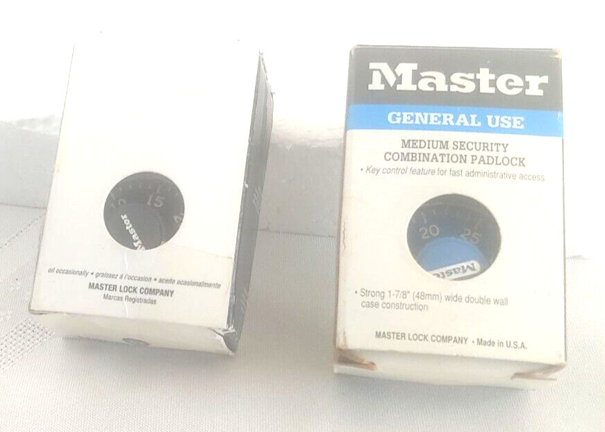 Combination Master Locks 1525 - 1996 USA / Lot of 2 Blue/Black Used