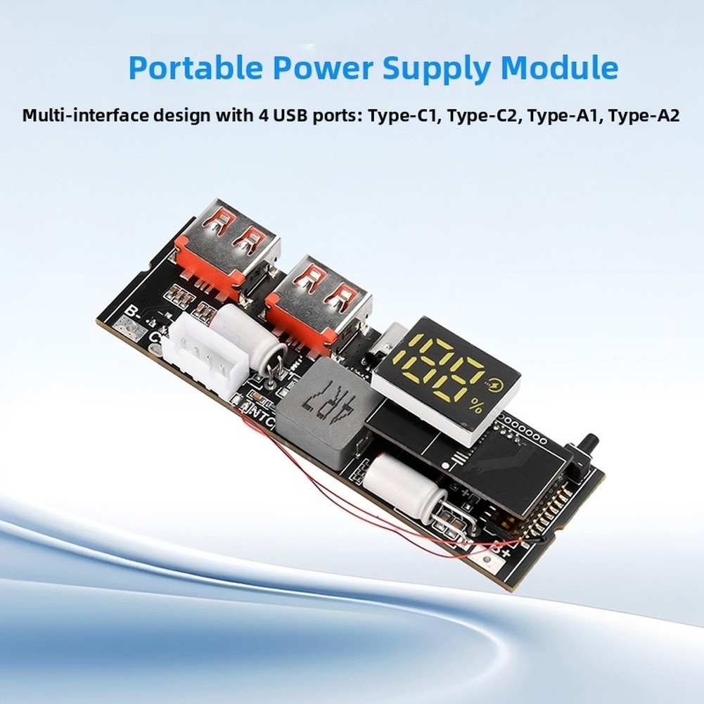 100W Power Bank Module DIY Motherboard with Dual USB-C Fast Charging Support
