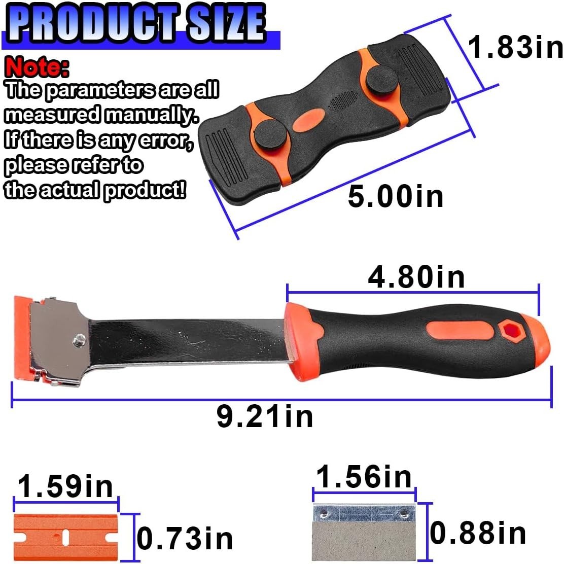 2PCS Razor Blade Scraper - Car Windshield Window Cleaning Scraper Tool with 10 P