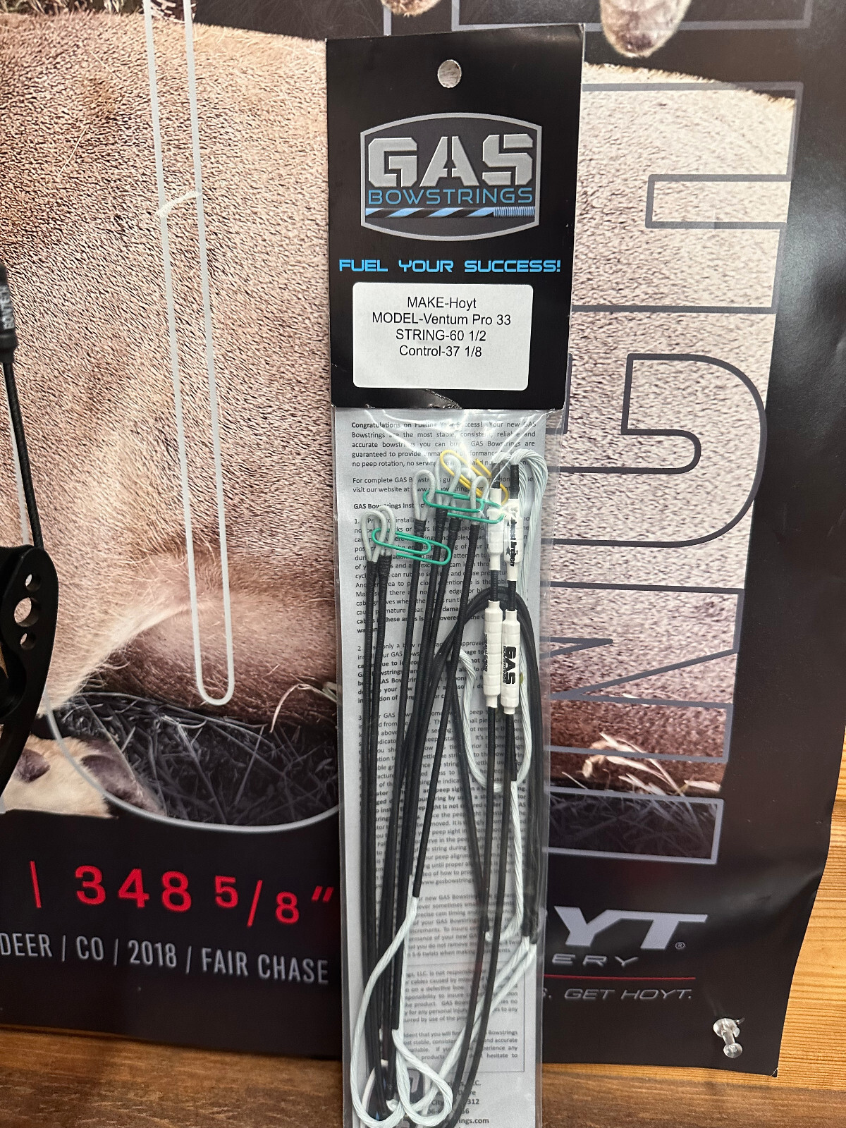 Gas Bowstrings Hoyt Ventum Pro 33 Strings w/Speed Nocks Ghost White Ventum 33