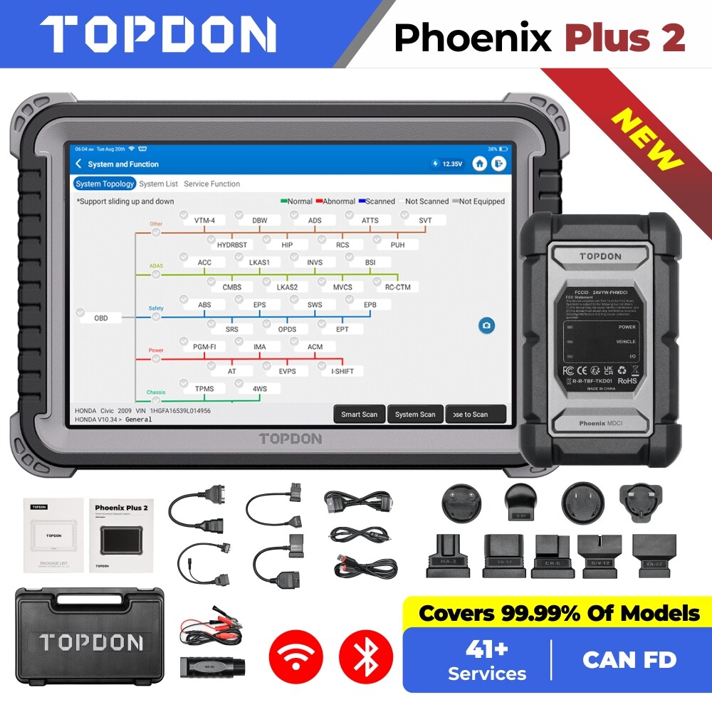 TOPDON Phoenix Plus 2 Bidirectional Car Diagnostic Scanner ECU Coding Online
