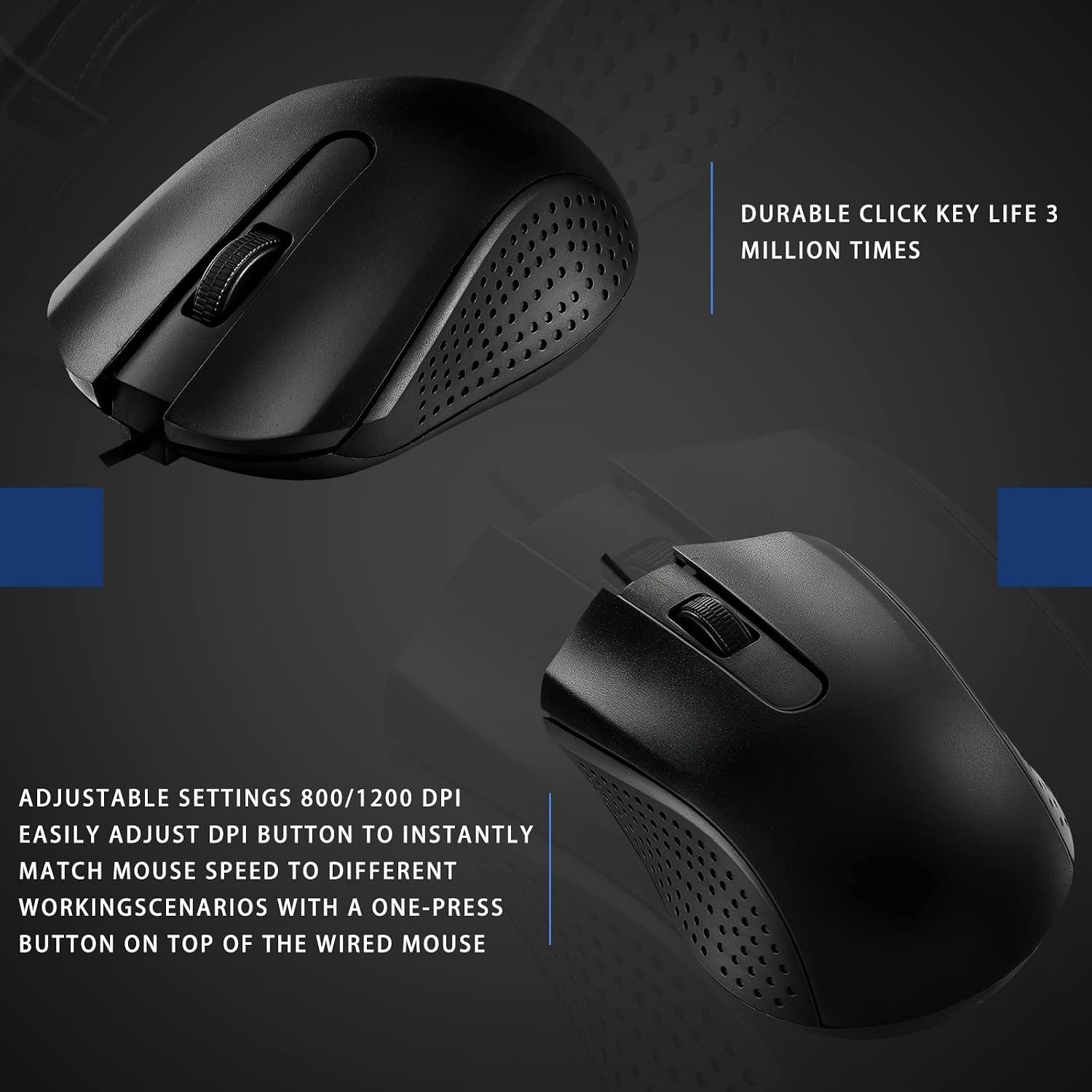 Bulk 30 Corded USB Mice with Optical Tracking - Perfect for Classrooms & Offices