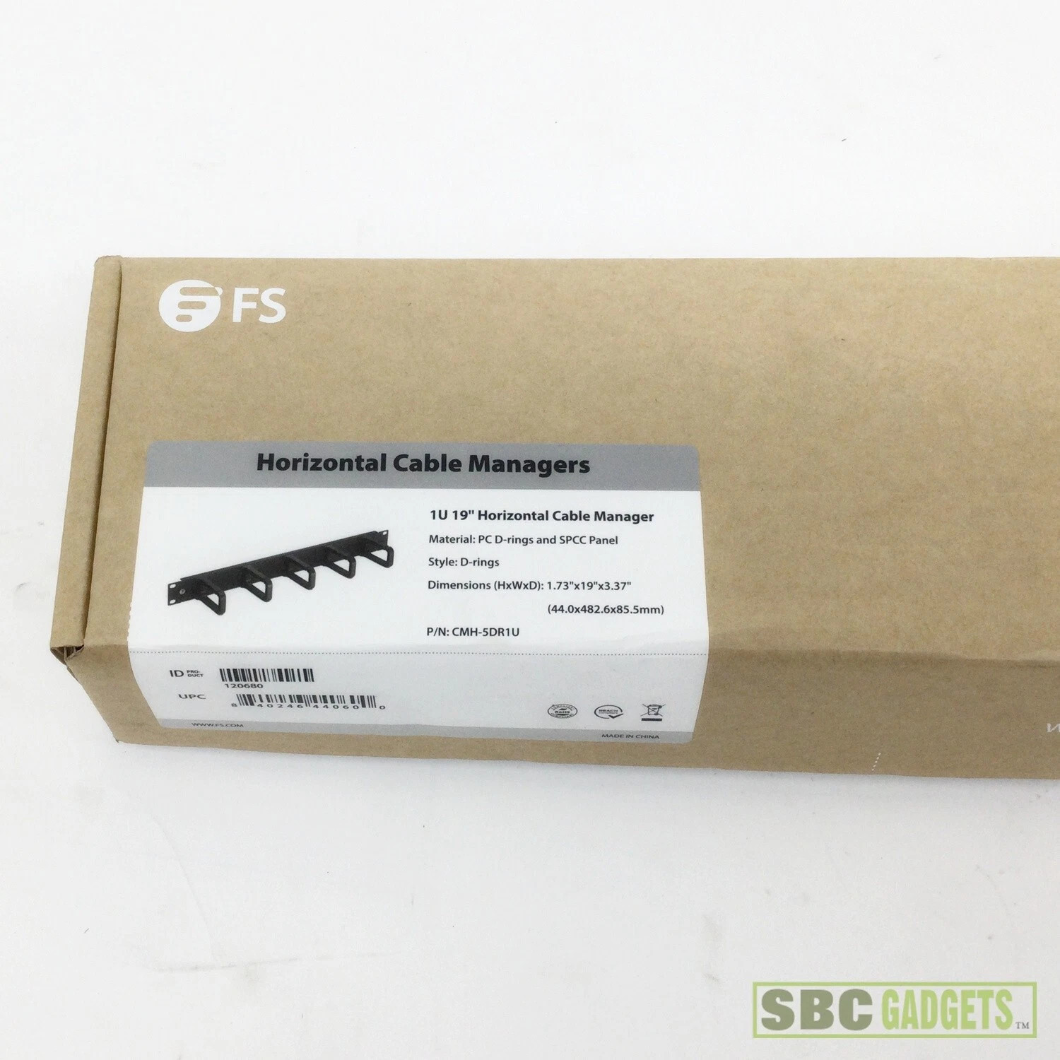FS 1U 19" Horizontal Rackmount Cable Manager D-rings CMH-5DR1U New