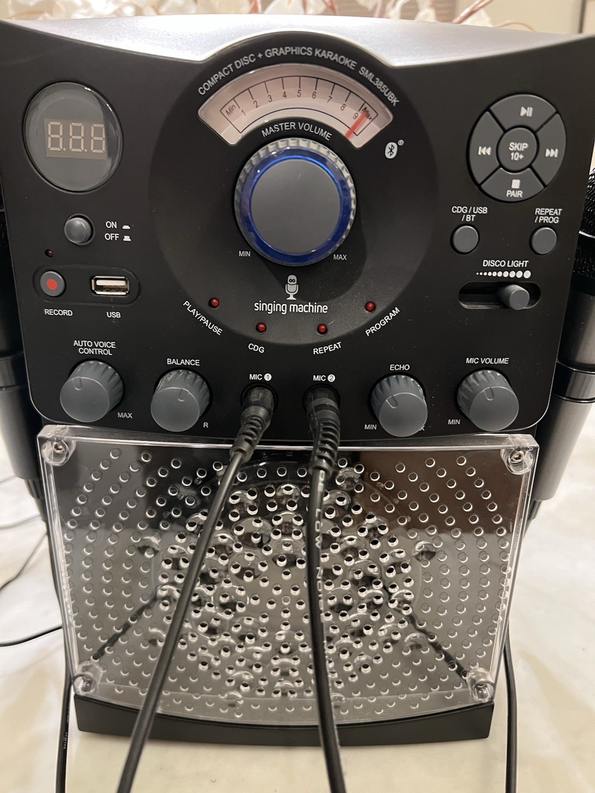 The Singing Machine SML385UBK Karaoke System Bluetooth CD+G Disco Lights