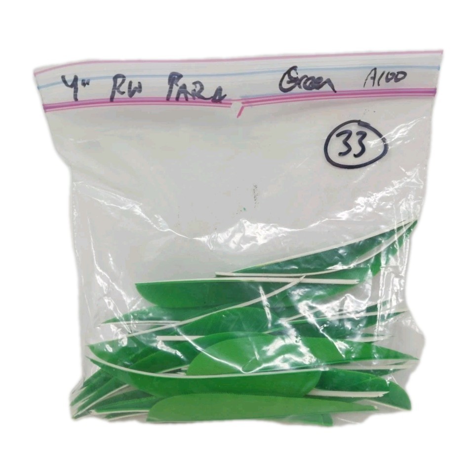 33 Count Archery Arrow Feathers 4" Right Wing Parabolic: Green