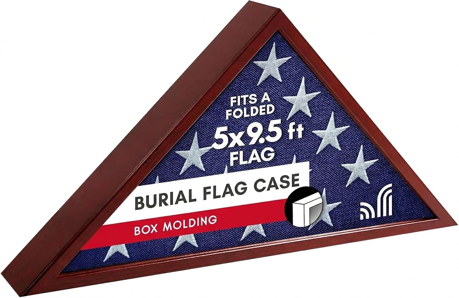Triangular Mahogany Flag Case - Ideal for 5x9.5' Burial Flags, Gift for Veterans