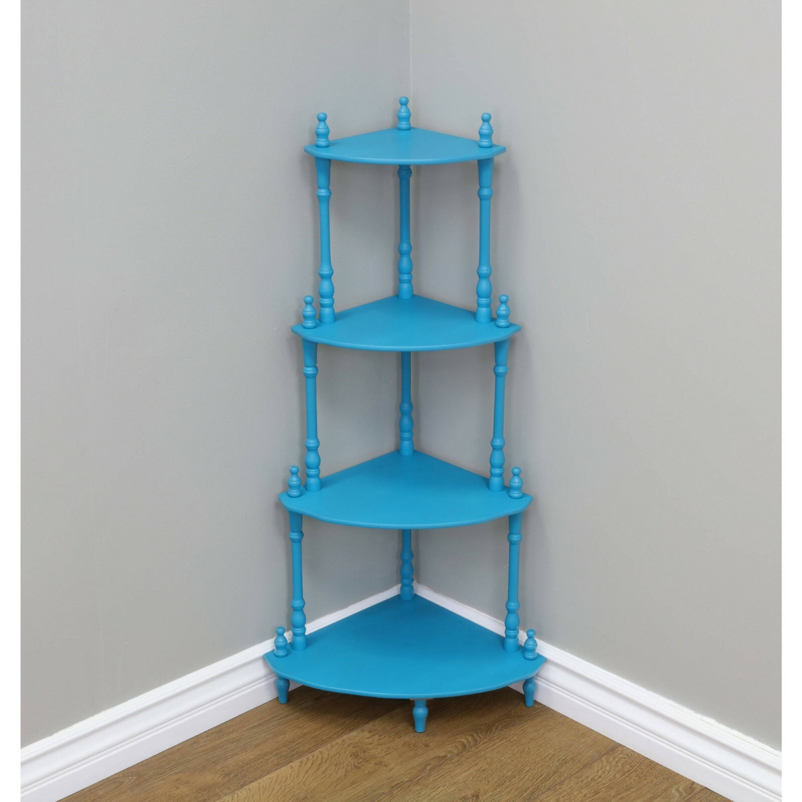 Small Corner Shelf Bookcase Bookshelf Storage Display Book Organizer Blue NEW