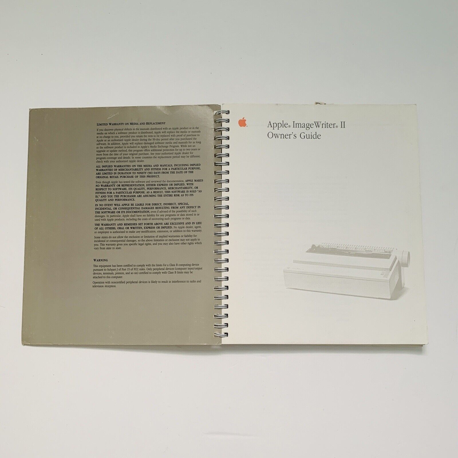 Apple ImageWriter II Owner’s Guide VTG 1988