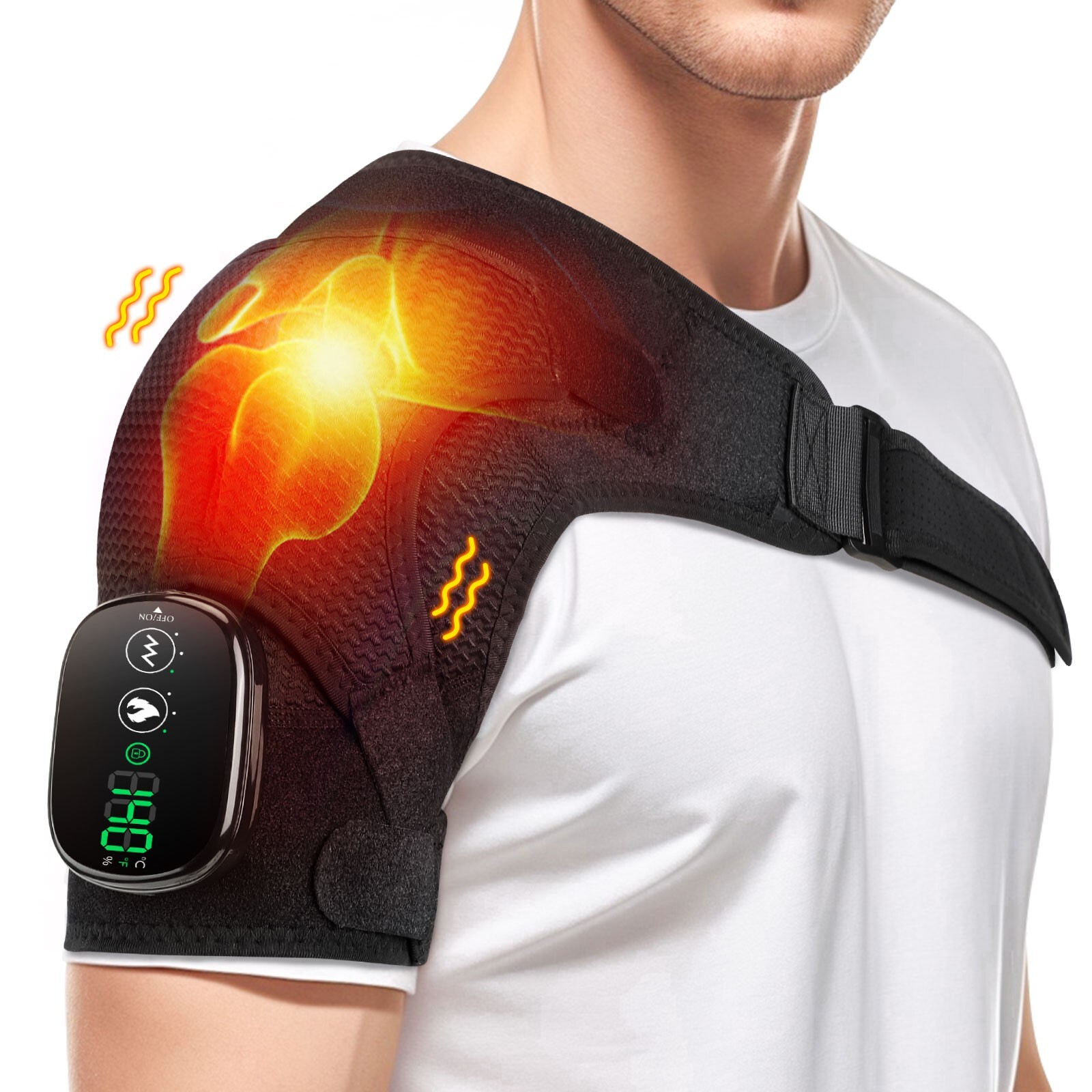 Electric Shoulder Massager Heated Shoulder Brace with Vibration for Pain Relief