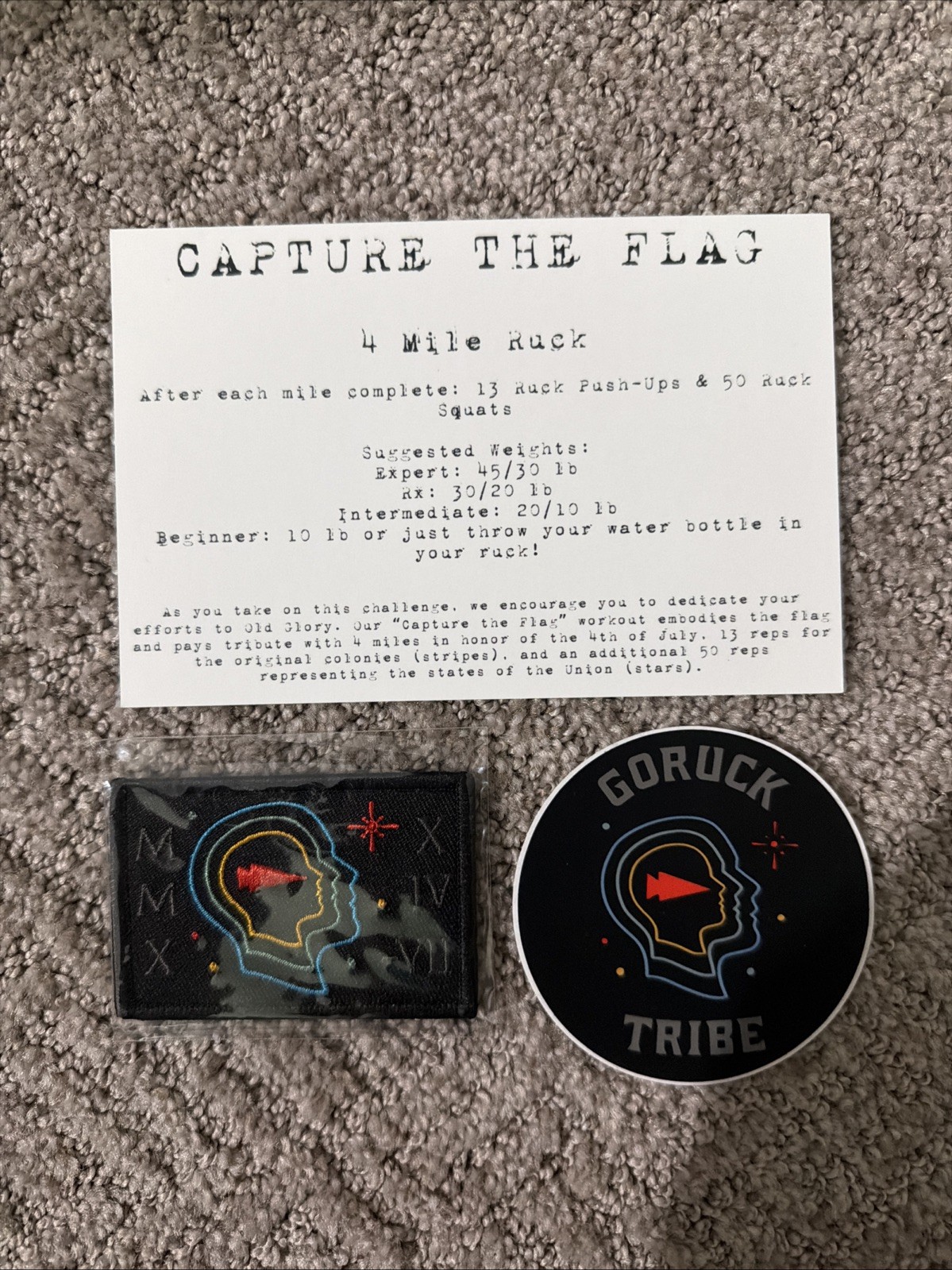 GORUCK Tribe July 2024 Imagine Patch + Sticker + Workout Card Set