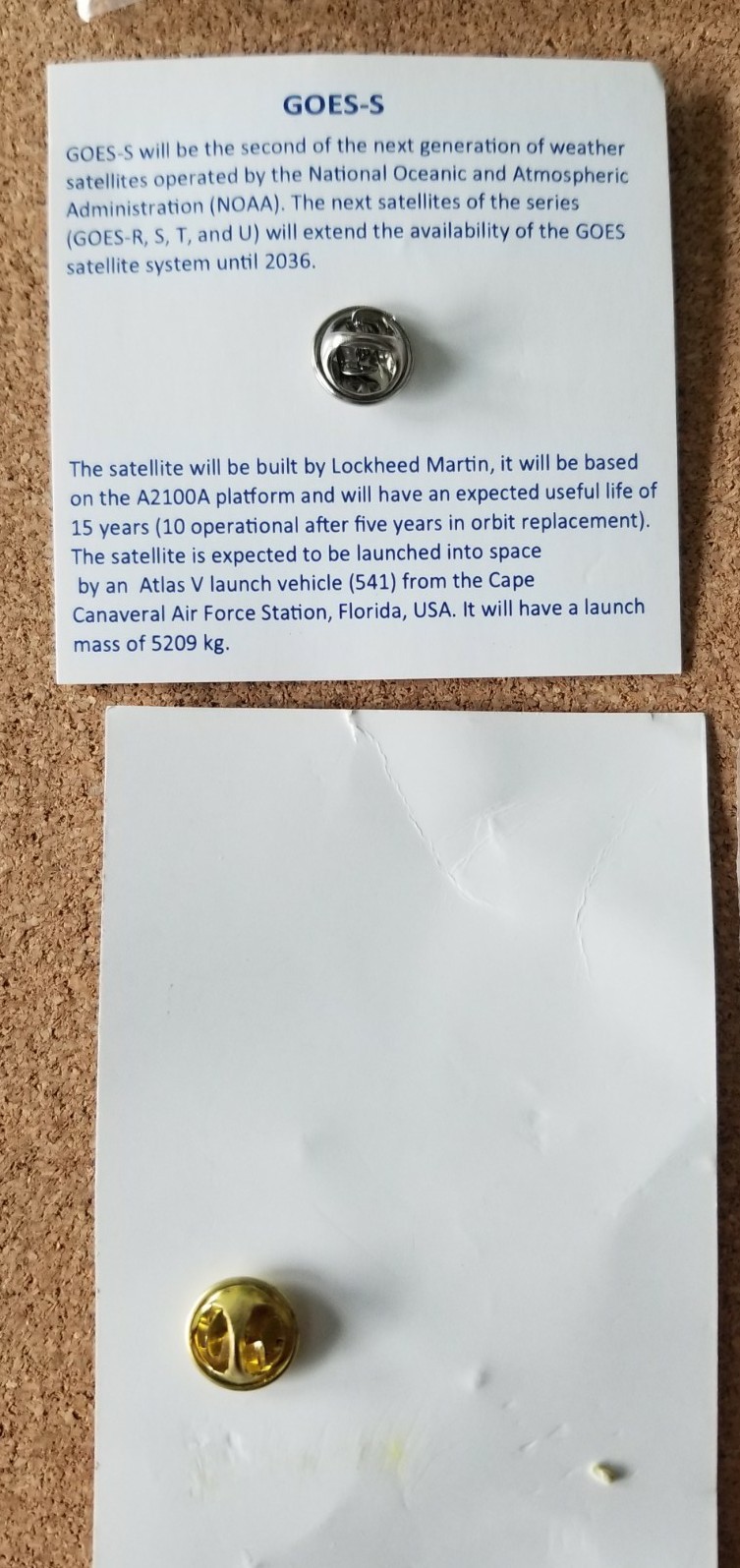 Launch Services Program NASS 4 Pin & 2 Rocket Pins