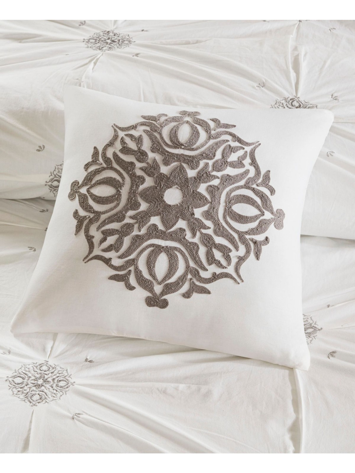 MADISON PARK White Patterned 16 x 16 in Decorative Pillow