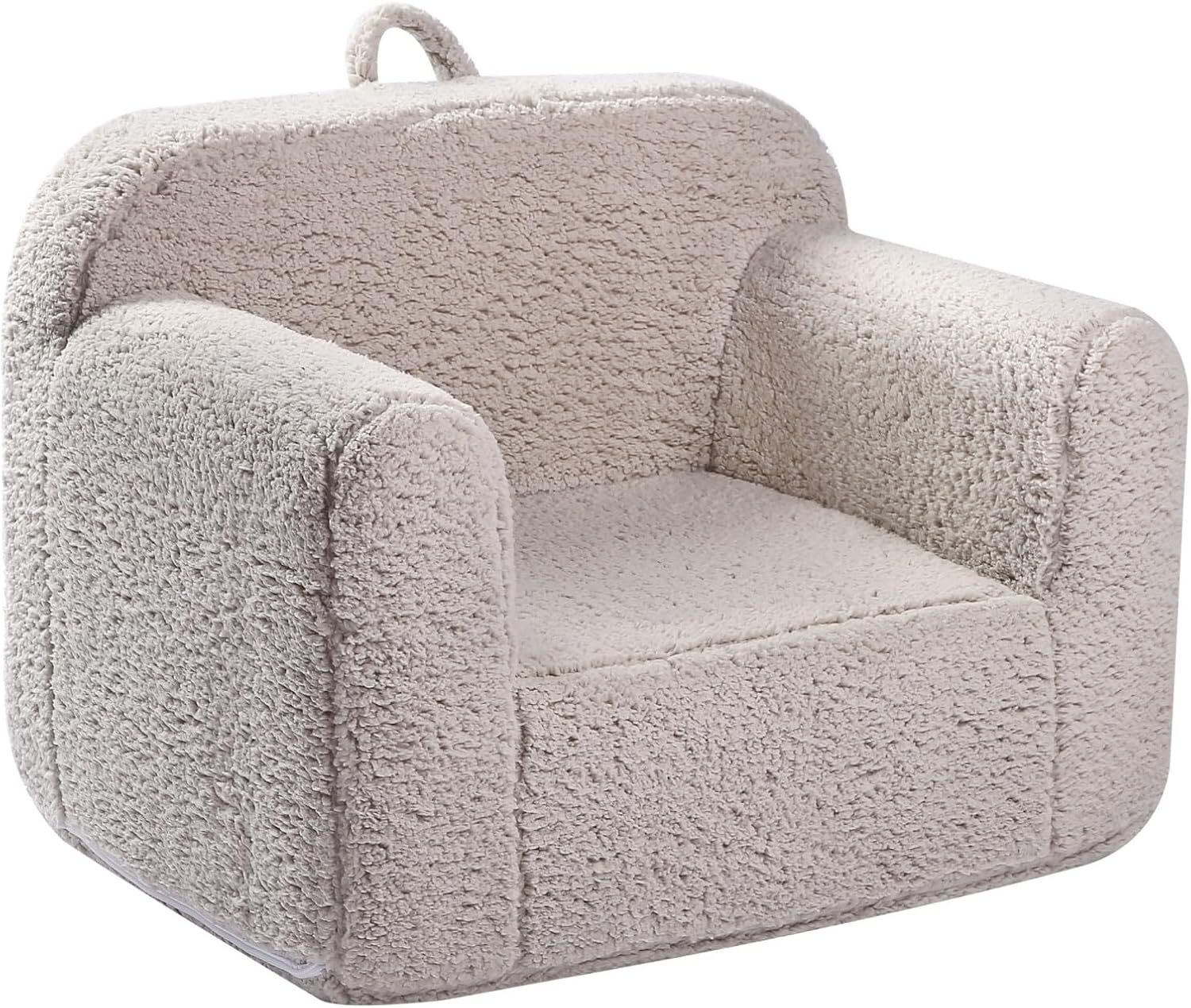 Kids Snuggly-Soft Sherpa Chair, Cuddly Toddler Foam Chair for Boys and Girls