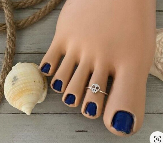 Daily Use Solid Metal Valentine's Gift 4 Women's Skull Toe Ring 925 Silver