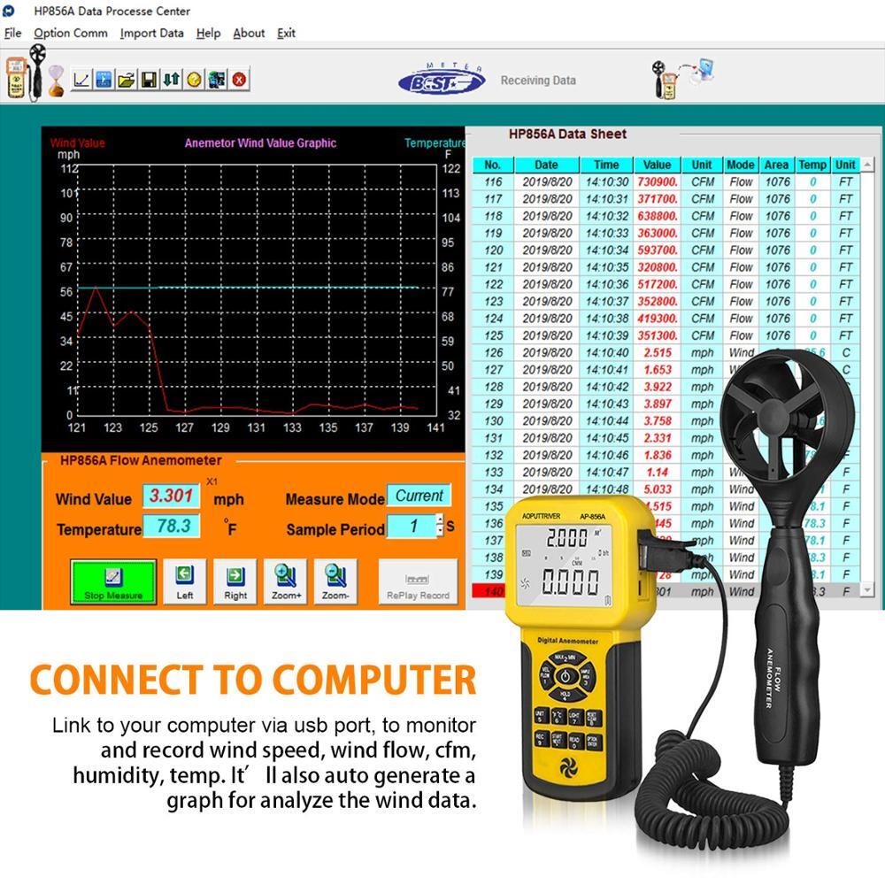 BT-856A Digital CFM Anemometer Wind Speed Flow Temperature Tester Meter