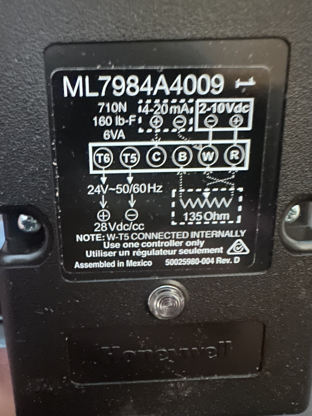 Honeywell ML7984A4009 Linear Stroke Valve Actuator