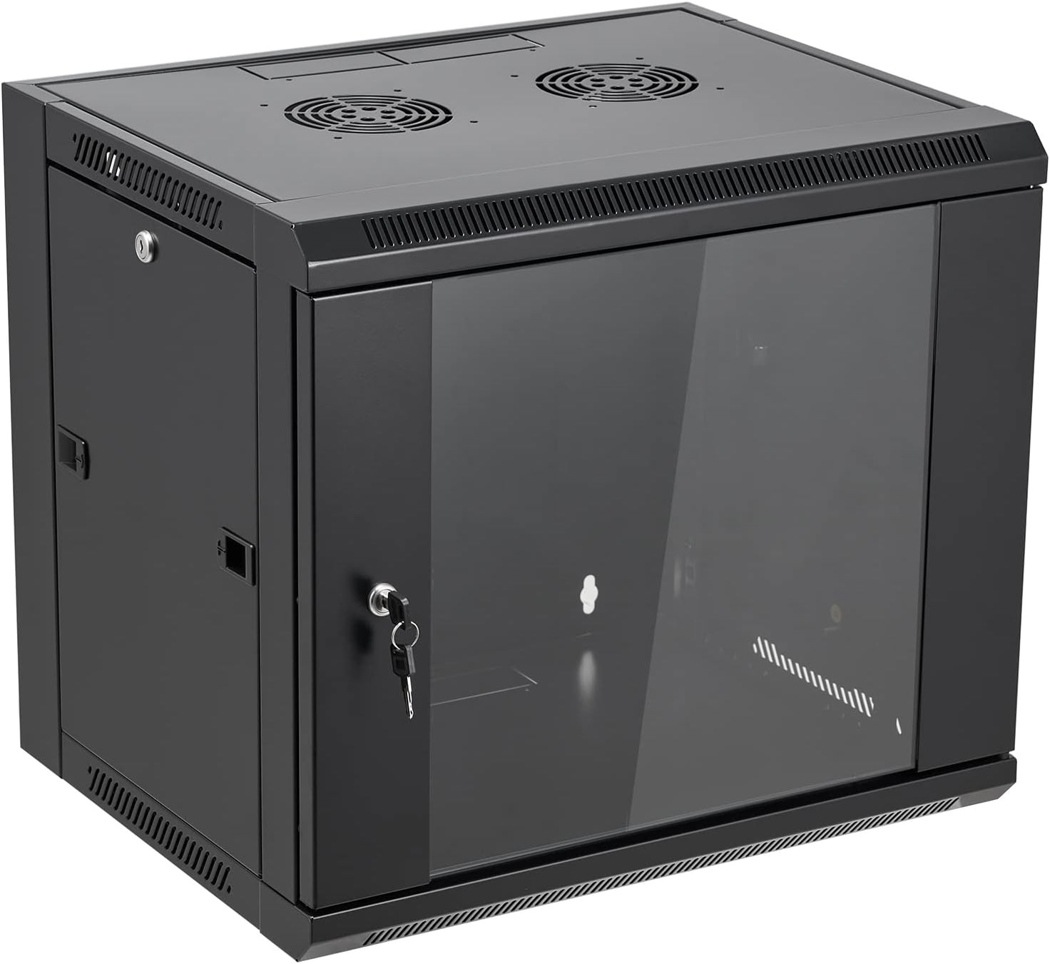 9U Wall Mount Server Cabinet with Locking Glass Door for Network Storage