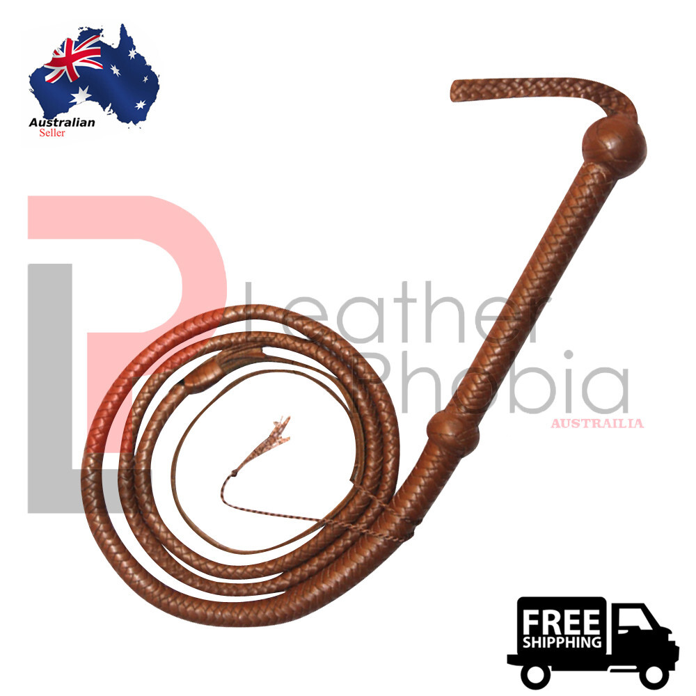 Cowhide Leather Indiana Jones Whip 06 Feet Long 12 Plait Weaving Bull Whip Brown