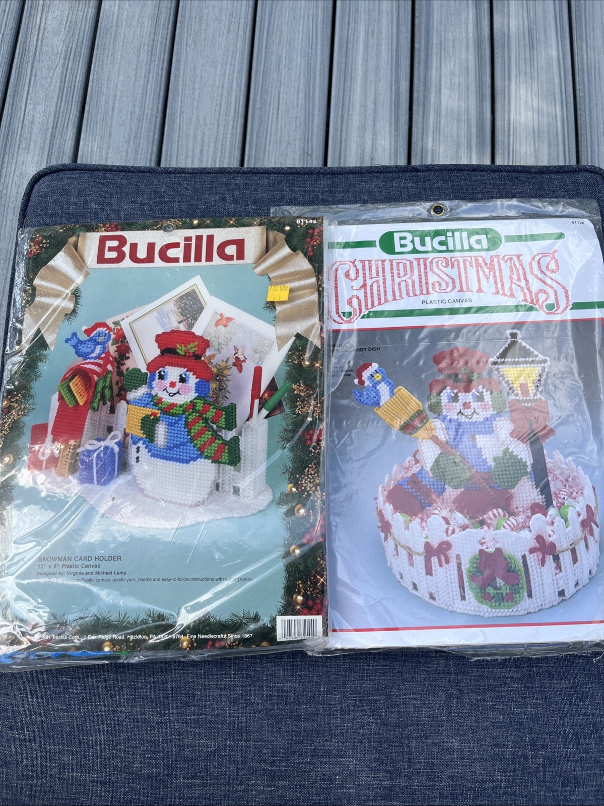 Lot Of 2 NEW  Bucilla Christmas Snowman Centerpiece & Card Holder  61126, 61144