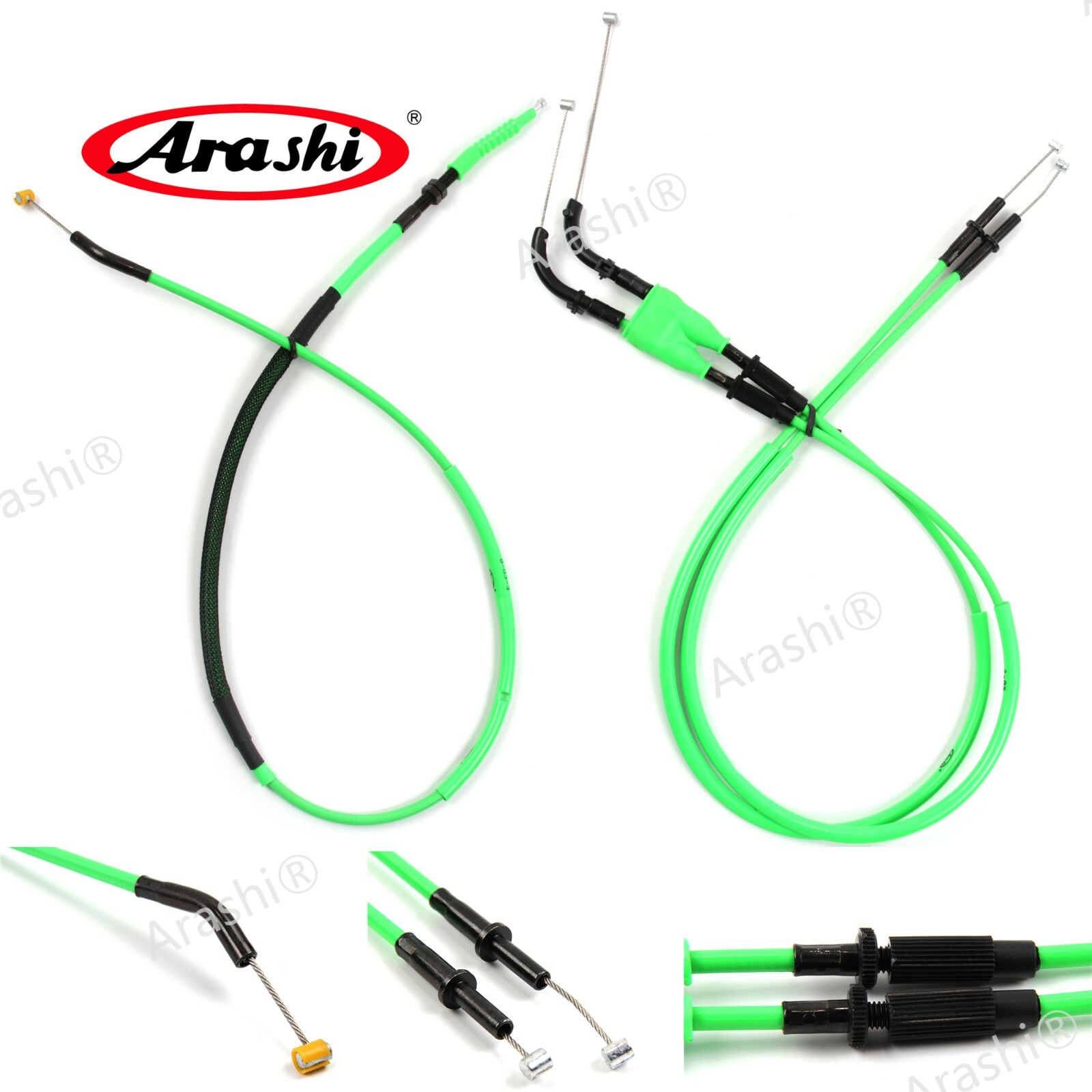 Green Clutch Cable + Thottle Cables For Kawasaki Ninja ZX-6R ZX6R 2013-2018 2014