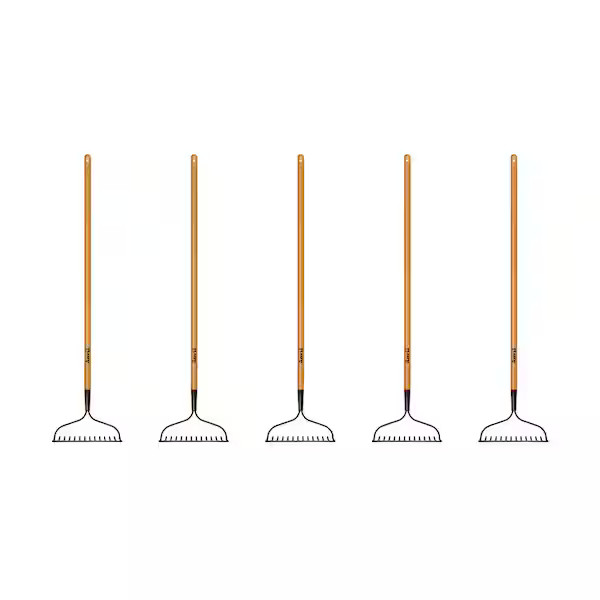 47 in. L Wood Handle 14-Tines Garden Bow Rake (5-Pack)
