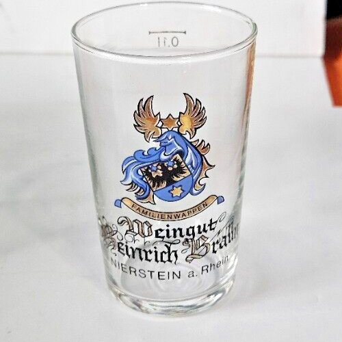 Weingut Heinrich Braun Nierstein a. Rhein .1 Liter Shot Taster Glass 3 3/8" Tall