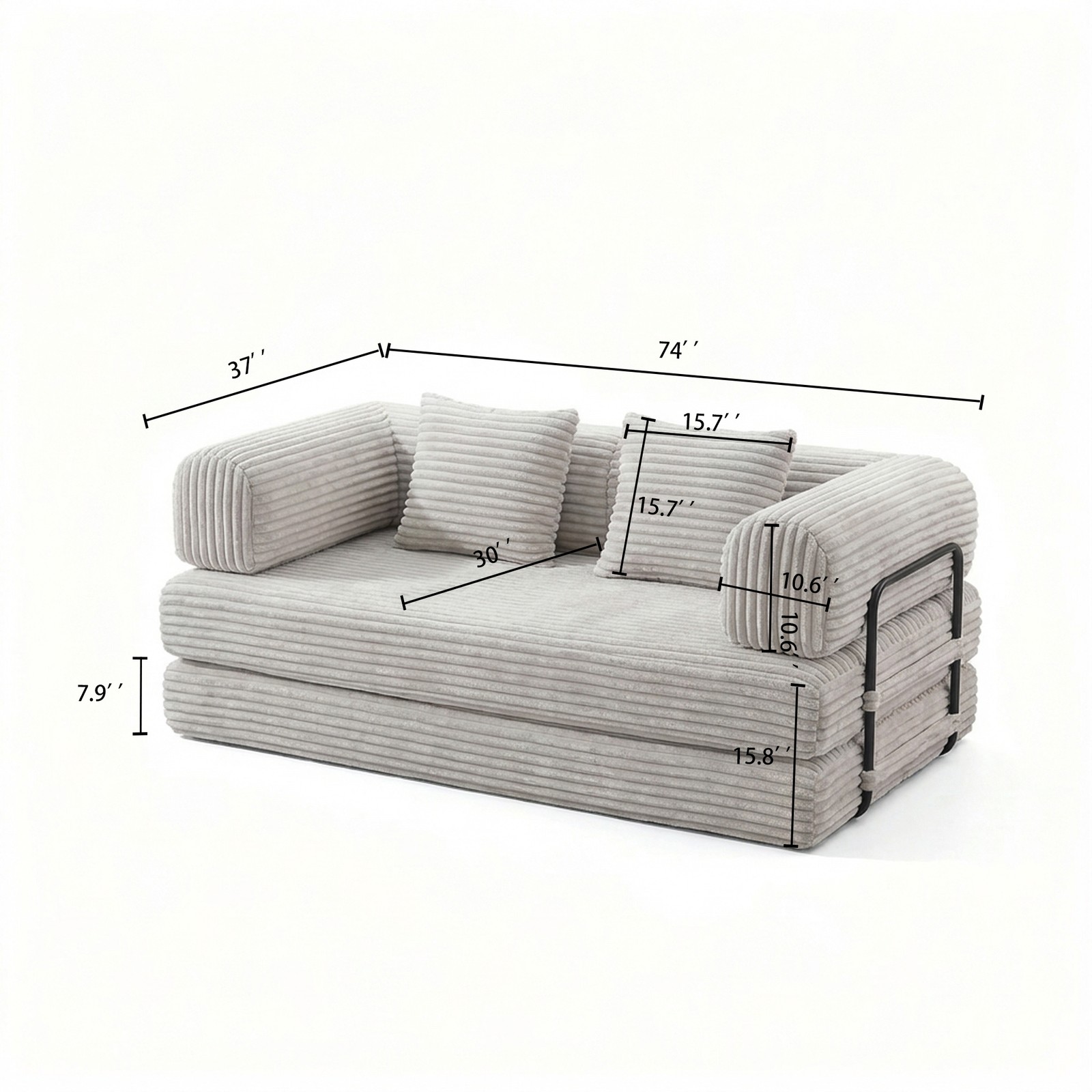Compression Sofa,Convertible Floor Sofa Bed-with Pillow Back Support Armrest,Co