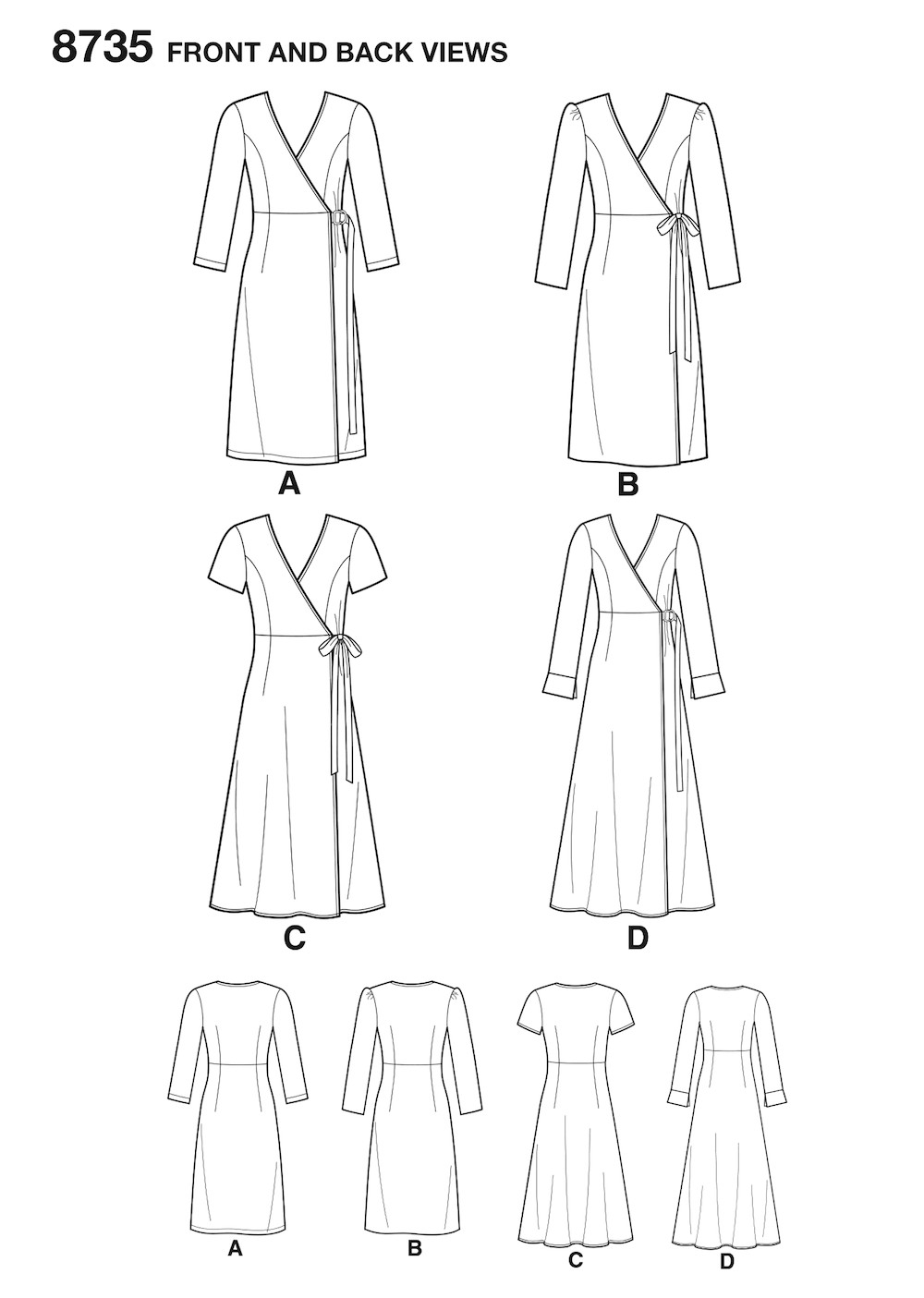 Easy Petite Wrap Dress Sewing Pattern~4 Variations (Sizes 16-24) Simplicity 8735