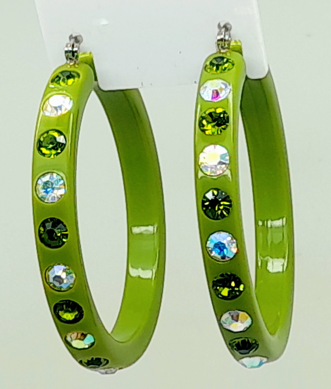 E190 Boho olivine Lucite Acrylic wide Hoop olivine Latch Back Fashion Earring