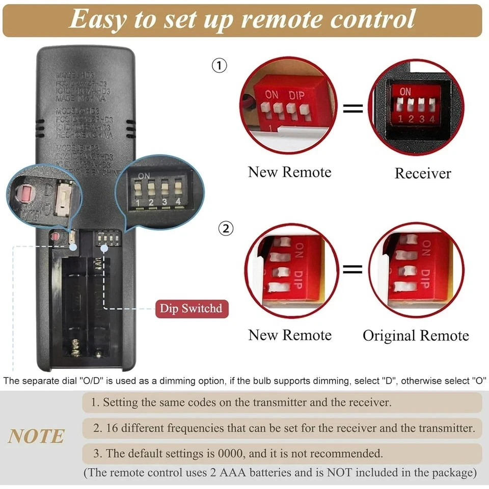 HD3 Ceiling Fan Remote Control Replacement for Hampton Bay Home, Free shippin