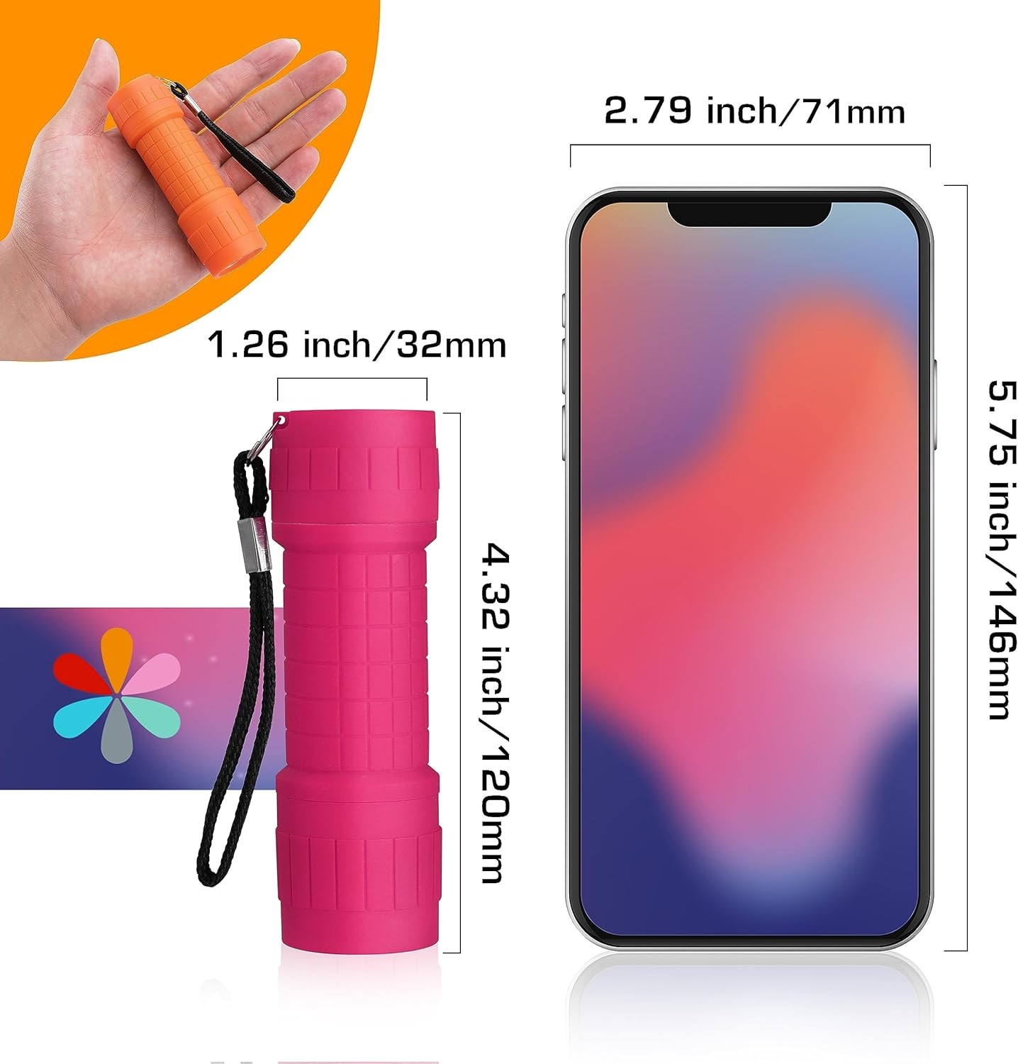 EverBrite 9-LED Flashlight 6Pack Impact Handheld Torch with Lanyard 3AAA Battery
